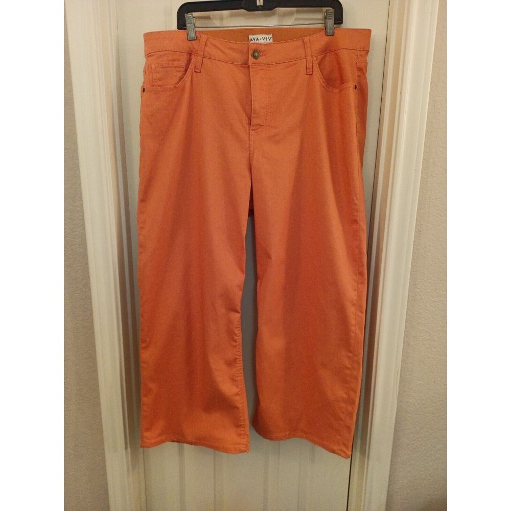 Nwt Ava & Viv Light Pink Wide Leg Crop High Rise Stretchy Jeans Size 20W